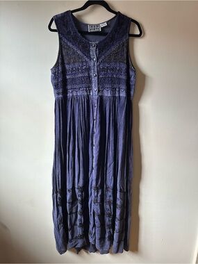 Vintage 90s MPH Purple Sleeveless Button Up Maxi Dress
